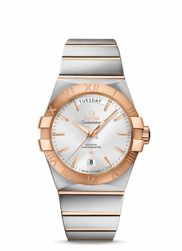 Omega Constellation Co-Axial 38 Co-Axial Day-Date Stainless Steel / Red Gold / Silver 123.20.38.22.02.001 (12320382202001)